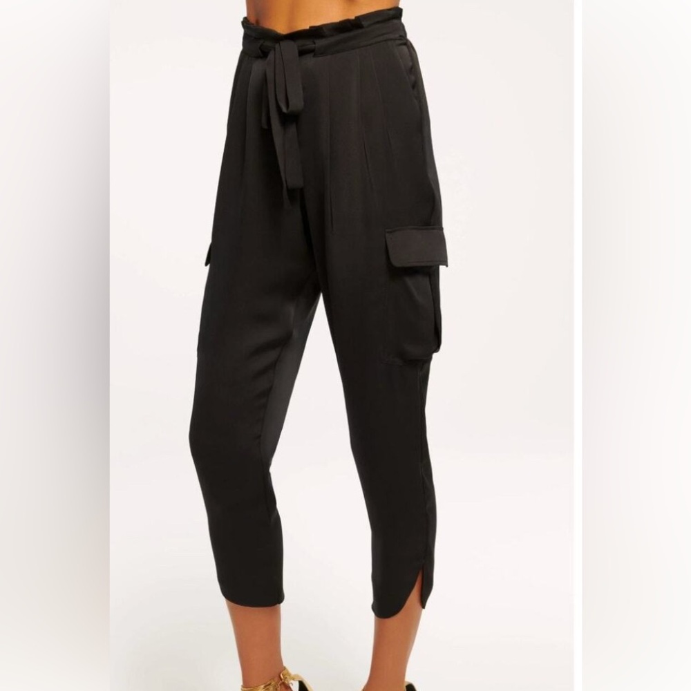Ramy Brook Satin Black Cargo Pants- black size Mediumm